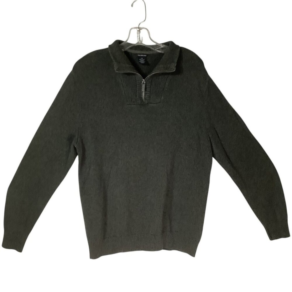 Calvin Klein Jeans Green 1/4 Zip Sweater Men's Size Large Cotton Blend